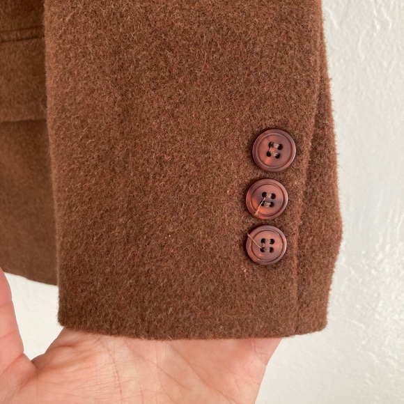 Vintage Brown Wool Blend Blazer Shoulder Pads Women's Size 10 PETITE Diversity - Picture 12 of 14
